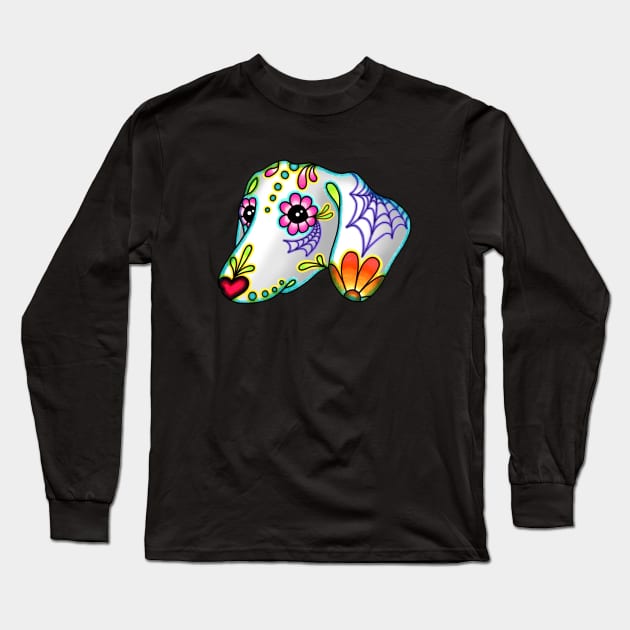 Dachshund - Day of the Dead Sugar Skull Wiener Dog Long Sleeve T-Shirt by prettyinink